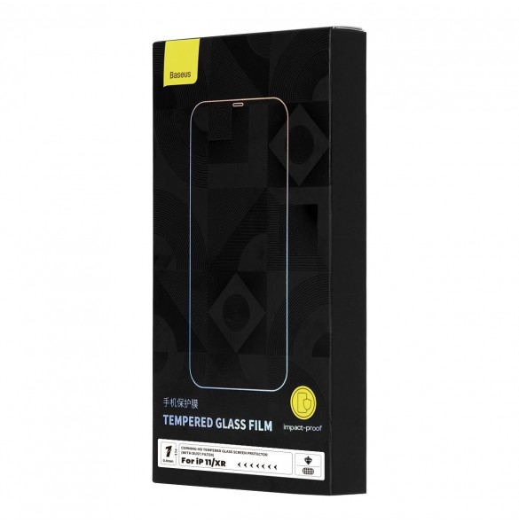 Baseus helskärmshärdat glas för iPhone 11 / XR med högtalarskydd 0,4 mm + monteringssats