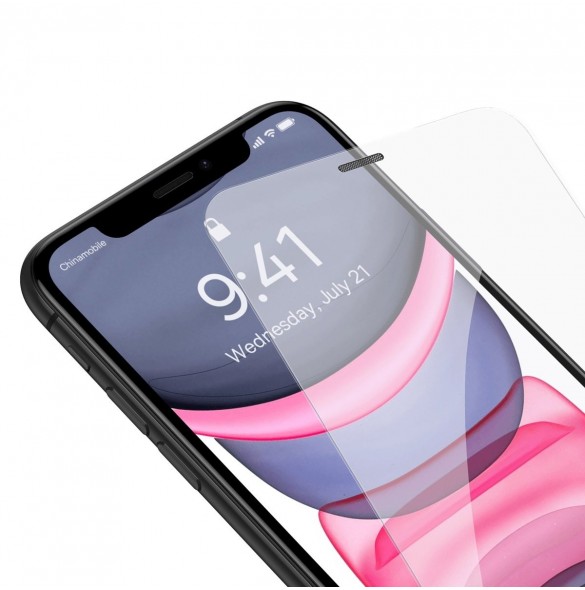 Baseus helskärmshärdat glas för iPhone 11 / XR med högtalarskydd 0,4 mm + monteringssats