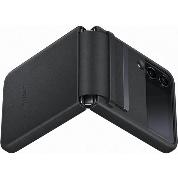 Samsung Galaxy Z FLIP4 Läderfack Svart EF-VF721LBE