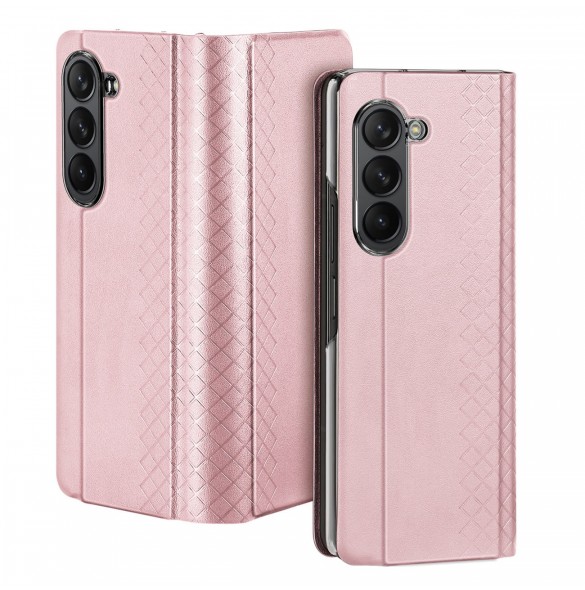 Samsung Galaxy Z Fold5 5G Dux Ducis Bril Wallet Flip Läderfodral - Rosa