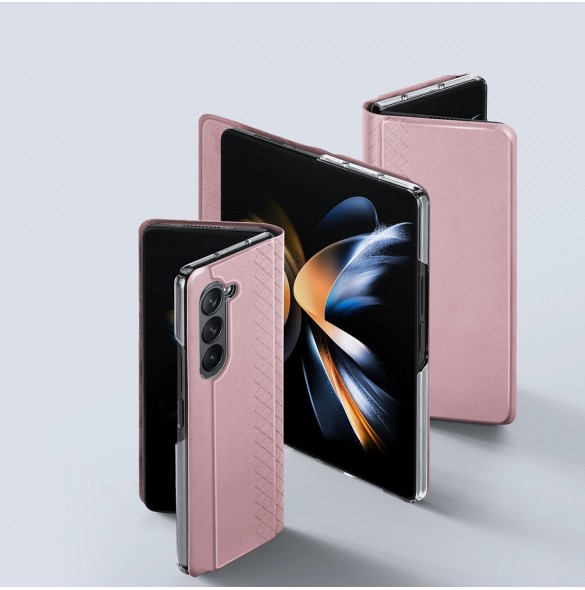Samsung Galaxy Z Fold5 5G Dux Ducis Bril Wallet Flip Läderfodral - Rosa