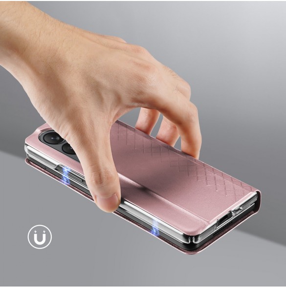 Samsung Galaxy Z Fold5 5G Dux Ducis Bril Wallet Flip Läderfodral - Rosa