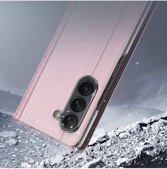Samsung Galaxy Z Fold5 5G Dux Ducis Bril Wallet Flip Läderfodral - Rosa