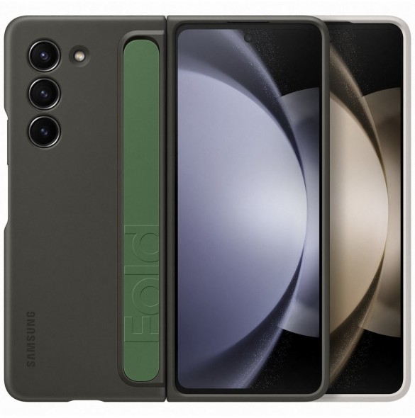 Silikonfodral till Samsung Galaxy Z Fold 5 med stativ och rem - svart