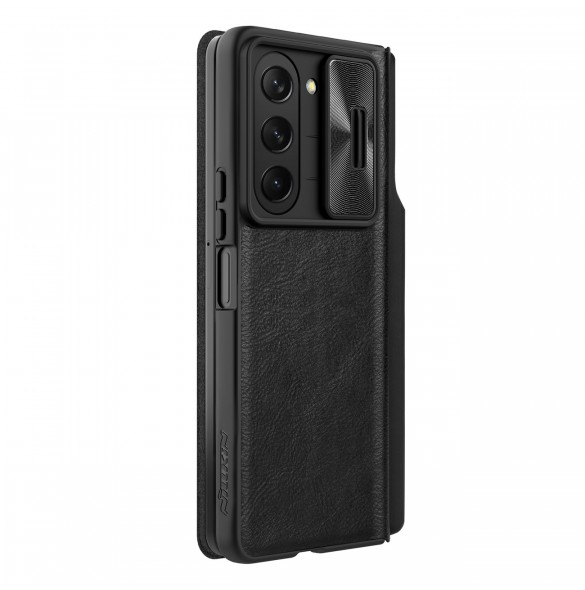Nillkin Qin Leather Pro Läderfodral med kameraskydd för Samsung Galaxy Z Fold 5 - Svart