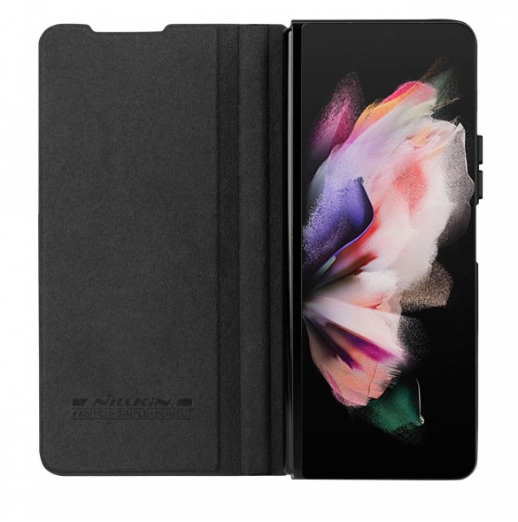 Nillkin Qin Leather Pro Läderfodral med kameraskydd för Samsung Galaxy Z Fold 5 - Svart