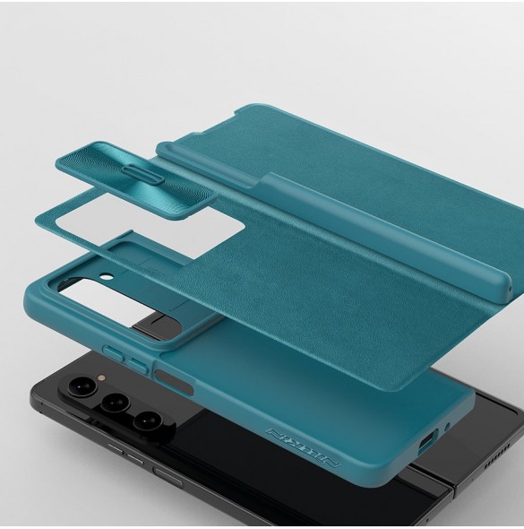 Nillkin Qin Leather Pro Läderfodral med kameraskydd för Samsung Galaxy Z Fold 5 - Svart