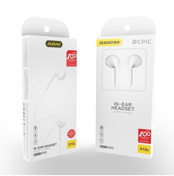 Dudao in-ear trådbunden minijack 3,5 mm headset vit (X10S vit)
