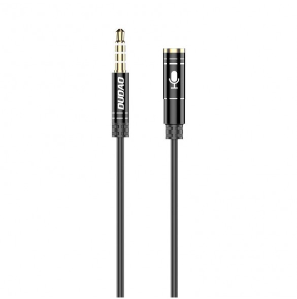 Dudao 4-polig kabel AUX förlängningssladd för hörlurar med mikrofon 3,5 mm minijack svart