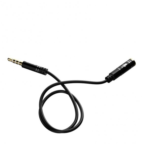Dudao 4-polig kabel AUX förlängningssladd för hörlurar med mikrofon 3,5 mm minijack svart