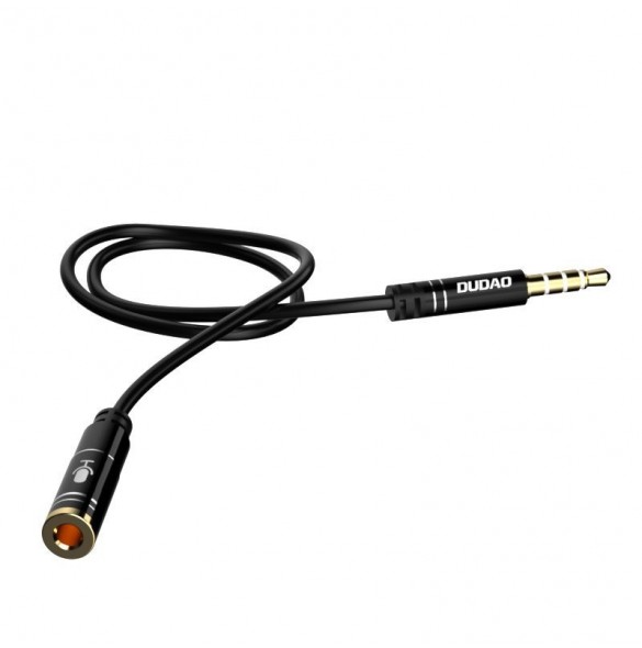 Dudao 4-polig kabel AUX förlängningssladd för hörlurar med mikrofon 3,5 mm minijack svart