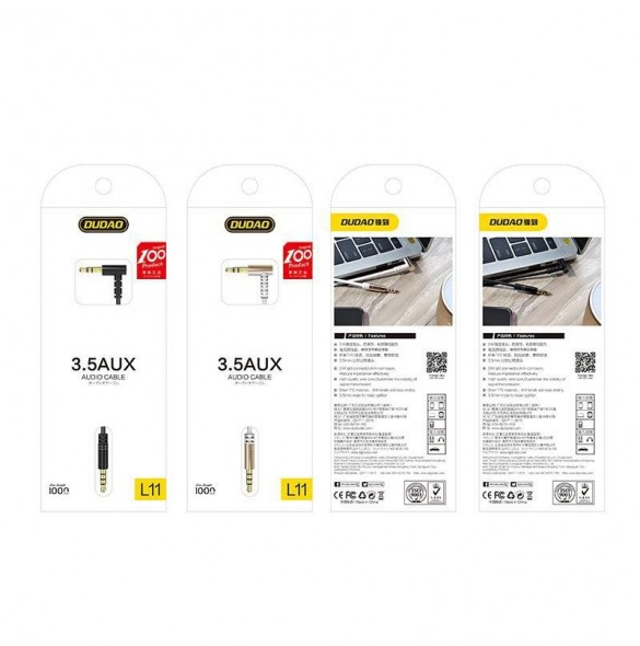 Dudao vinklad kabel AUX minijack 3,5 mm kabel 1 m vit (L11 vit)