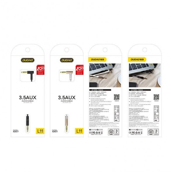 Dudao vinklad kabel AUX minijack 3,5 mm kabel 1m svart (L11 svart)