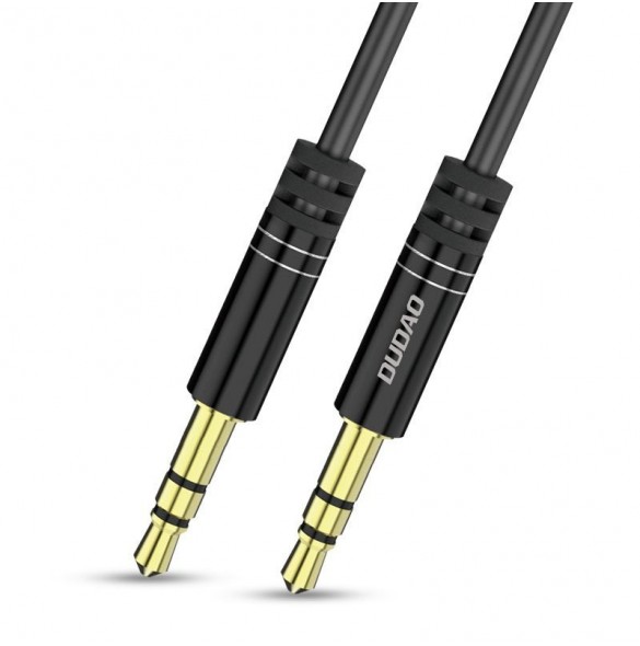 Dudao lång sträckbar kabel AUX minijack 3,5 mm fjäder ~ 150 cm svart (L12 svart)