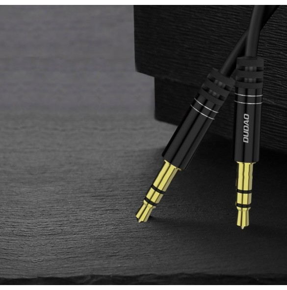 Dudao lång sträckbar kabel AUX minijack 3,5 mm fjäder ~ 150 cm svart (L12 svart)