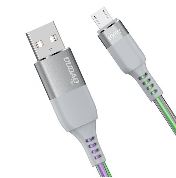 Dudao LED-upplyst kabel USB - micro USB 5 A 1 m grå (L9XM)