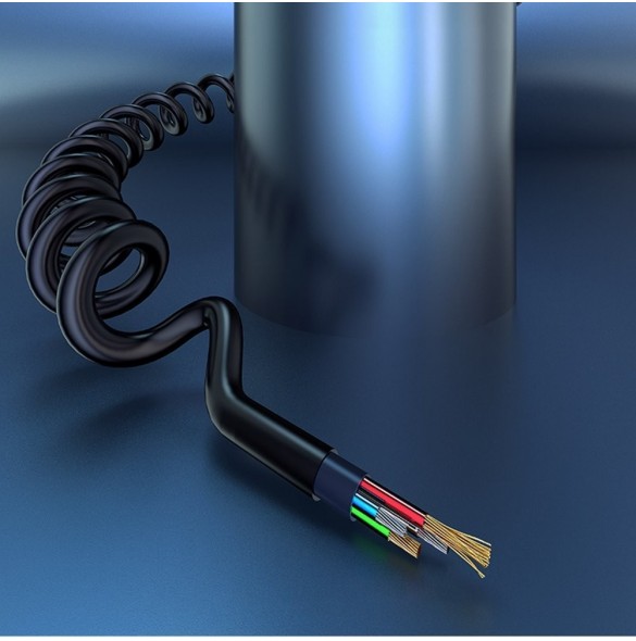 Dudao lång töjbar kabel AUX minijack 3,5 mm fjäder 150 cm vit (L12 vit)