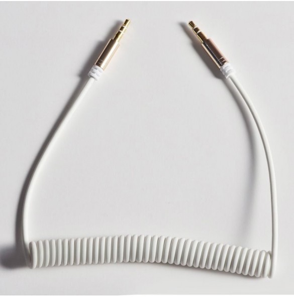 Dudao lång töjbar kabel AUX minijack 3,5 mm fjäder 150 cm vit (L12 vit)