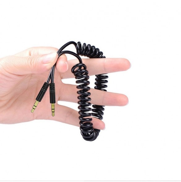 Dudao lång töjbar kabel AUX minijack 3,5 mm fjäder 150 cm vit (L12 vit)