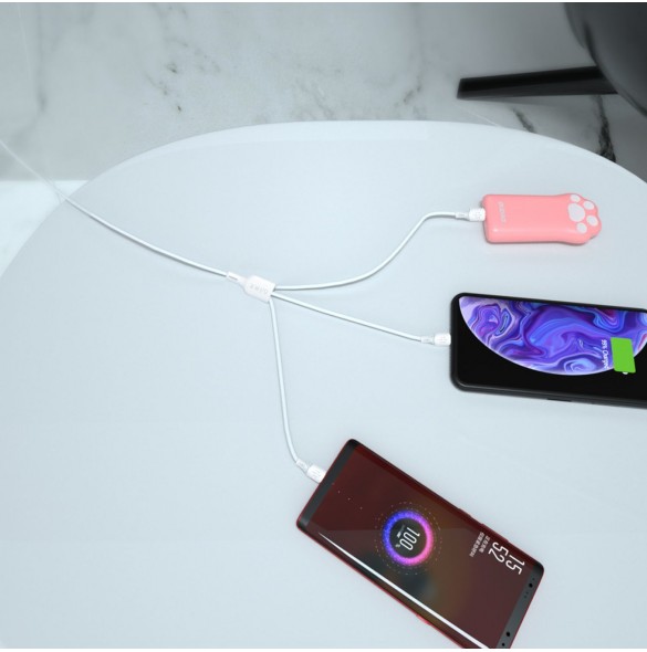 USB-kabel - USB C / micro USB / Lightning 480Mb/s 6A 1,2m - vit