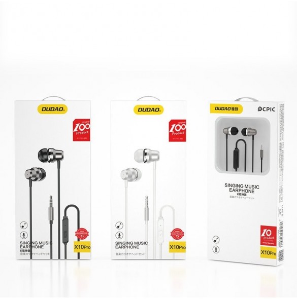 Dudao in-ear hörlurar headset med fjärrkontroll och mikrofon 3,5 mm minijack silver (X10 Pro silver)