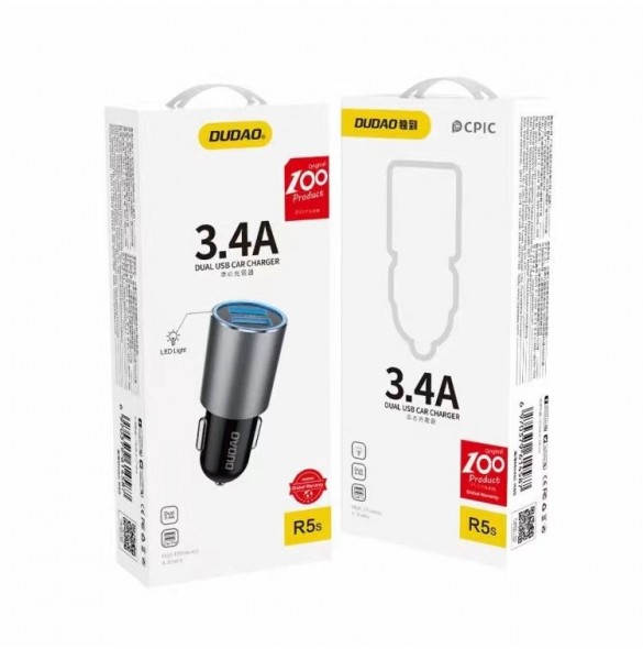 Dudao billaddare 2x USB 3.4A grå (R5s grå)