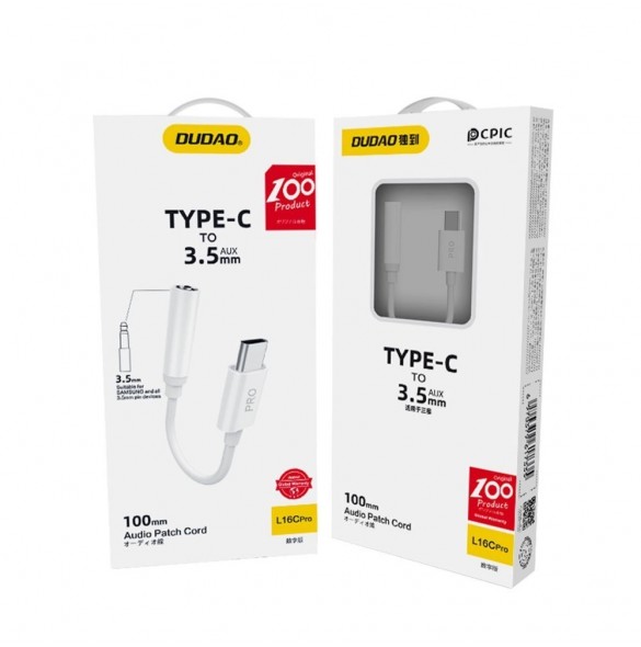Dudao ljudadapter hörlursadapter från USB Type C till minijack 3,5 mm vit (L16CPro vit)