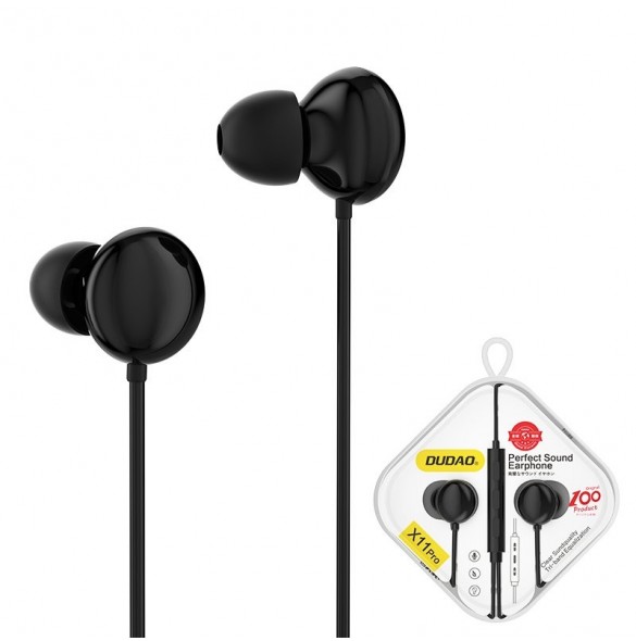 Dudao in-ear hörlurar headset med fjärrkontroll och mikrofon minijack 3,5 mm svart (X11Pro svart)