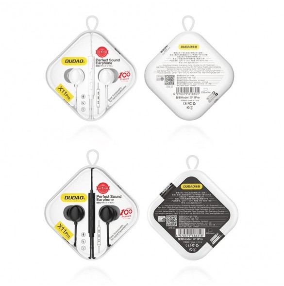 Dudao in-ear hörlurar headset med fjärrkontroll och mikrofon minijack 3,5 mm svart (X11Pro svart)