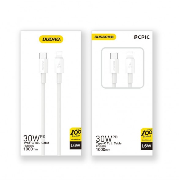 USB C kabel - Lightning 30W PD 1m Dudao - vit