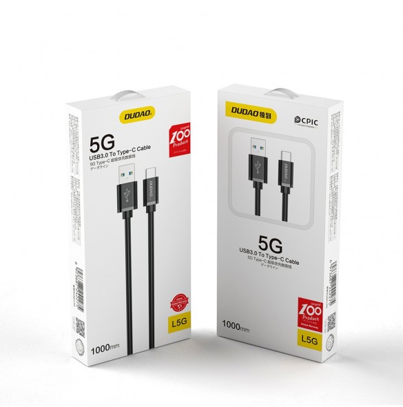 Dudao-kabel USB-kabel - USB Type C Super Fast Charge 1 m svart (L5G-Black)