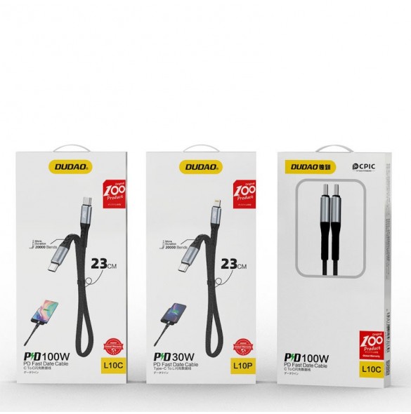 Dudao L10P-kabel USB Typ C - Lightning PD20W 0,23m svart (L10P)
