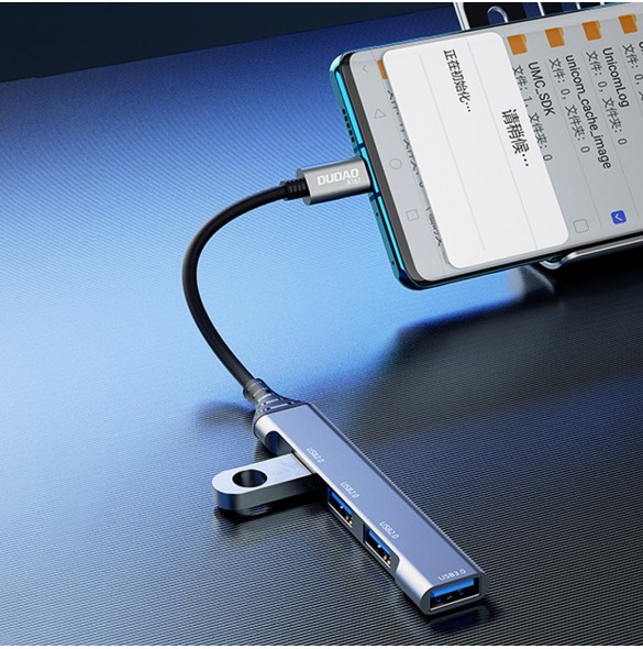 Dudao HUB 4in1 USB-C - 4x USB-A (3 x USB2.0 / USB3.0) 6,3 cm svart (A16T)