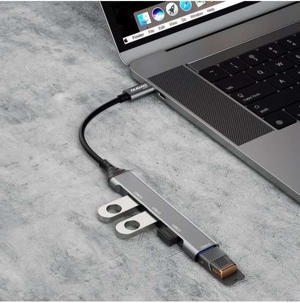 Dudao HUB 4in1 USB-C - 4x USB-A (3 x USB2.0 / USB3.0) 6,3 cm svart (A16T)