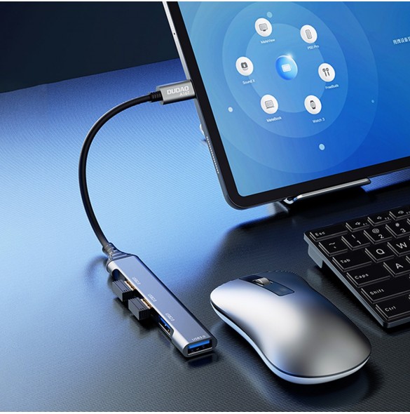 Dudao HUB 4in1 USB-C - 4x USB-A (3 x USB2.0 / USB3.0) 6,3 cm svart (A16T)