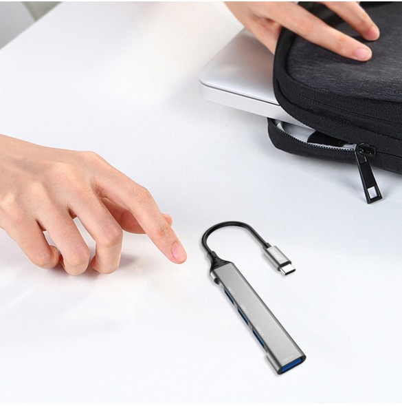 Dudao HUB 4in1 USB-C - 4x USB-A (3 x USB2.0 / USB3.0) 6,3 cm svart (A16T)