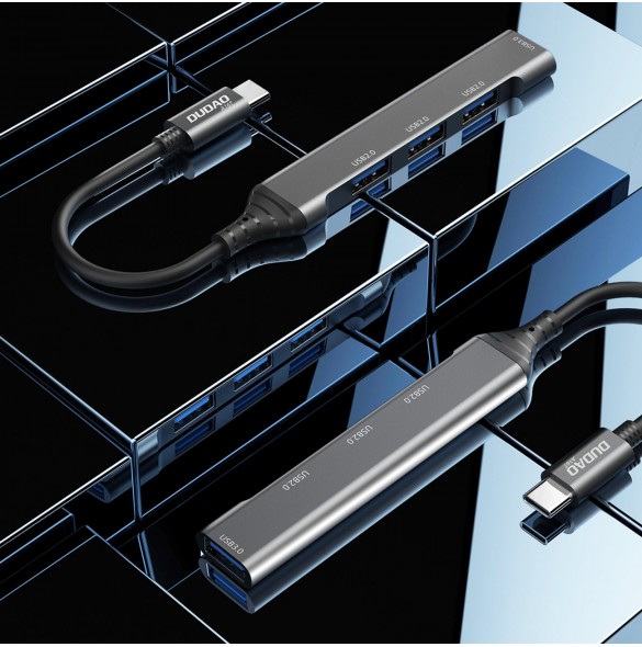 Dudao HUB 4in1 USB-C - 4x USB-A (3 x USB2.0 / USB3.0) 6,3 cm svart (A16T)