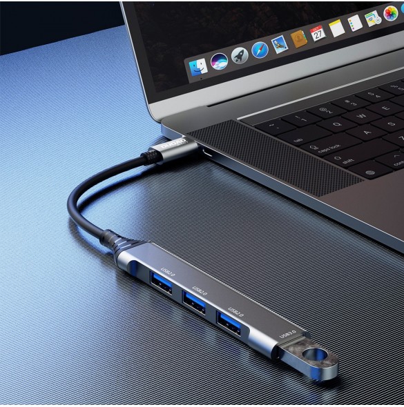 Dudao HUB 4in1 USB-C - 4x USB-A (3 x USB2.0 / USB3.0) 6,3 cm svart (A16T)