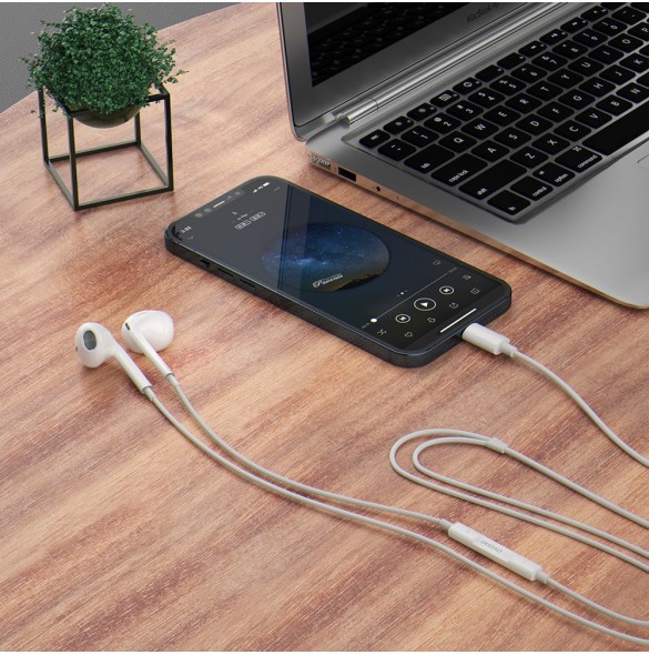 Dudao X14PROL-W1 in-ear hörlurar med Lightning-kontakt vit (X14PROL-W1)