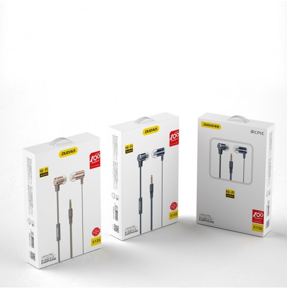 Dudao in-ear hörlurar headset med fjärrkontroll och mikrofon 3,5 mm minijack guld (X13S)