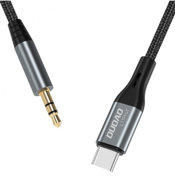 Dudao ljudkabel USB-C - miniuttag 3,5 mm 1m grå (L11PROT)