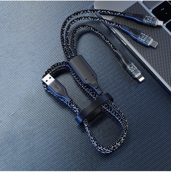 Snabbladdningskabel 120W 1m 3in1 USB - USB-C / microUSB / Lightning Dudao L22X - silver