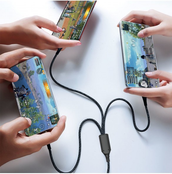 Snabbladdningskabel 120W 1m 3in1 USB - USB-C / microUSB / Lightning Dudao L22X - silver