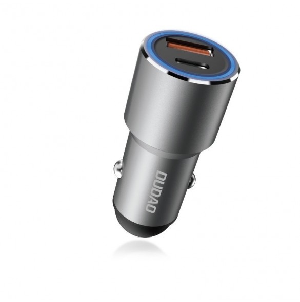 Dudao USB / USB Billaddare Typ C Strömförsörjning Snabbladdning 22,5 W Grå (R4PQ)