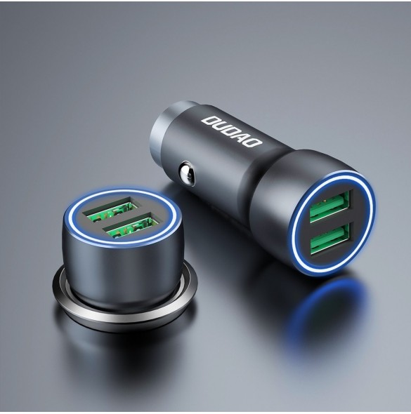 Dudao snabb billaddare 2 x USB 3A 18W grå (R4+)