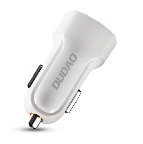 Dudao bilsatsladdare 2x USB 2.4A + kabel USB 3in1 Lightning / Typ C / micro USB-kabel vit (R7 vit)