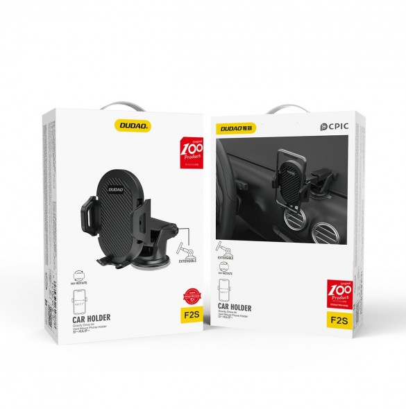 Dudao Telescopic Gravity Car Windshield Mount Holder Black (ny F2S svart)