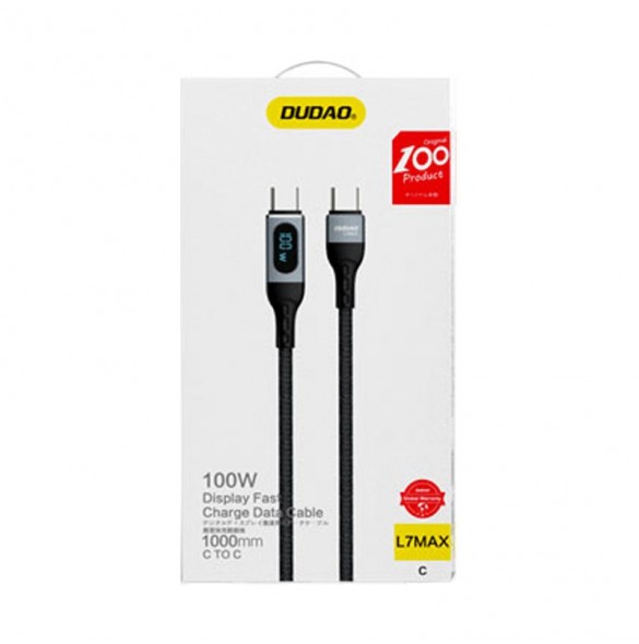 Dudao kabel USB Typ C - USB Typ C snabbladdning PD 100W 1m svart (L7MaxC)