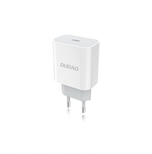 Dudao fast EU USB Type C Power Delivery 18W laddare + kabel USB Type C / Lightning-kabel 1m vit (A8EU + PD-kabel vit)