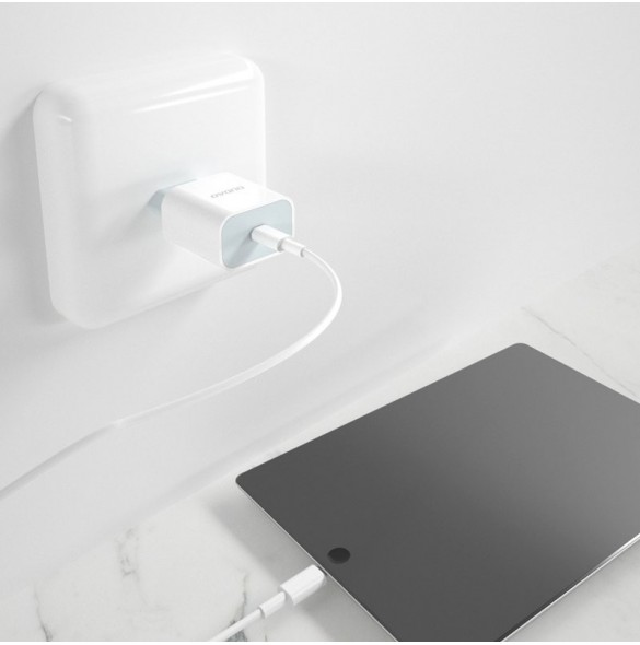 Dudao fast EU USB Type C Power Delivery 18W laddare + kabel USB Type C / Lightning-kabel 1m vit (A8EU + PD-kabel vit)
